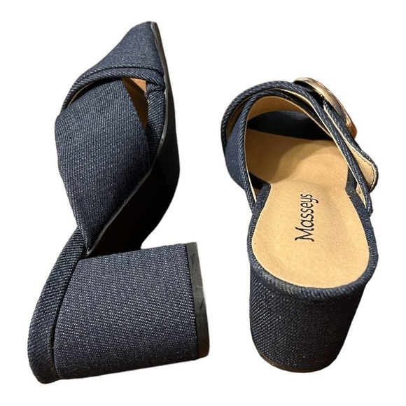 Masseys Denim Block Heeled Slings Size 6M - Picture 5 of 9